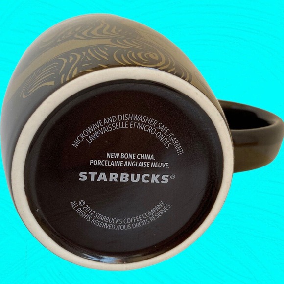 2012 Starbucks Anniversary Mug Brown & Gold Siren Mermaid w/ Star Crown - Picture 5 of 9